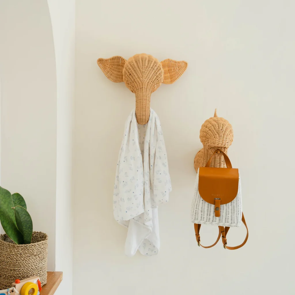 Rattan Wall Decor | Elephant and Dinosaur Animal Shapes