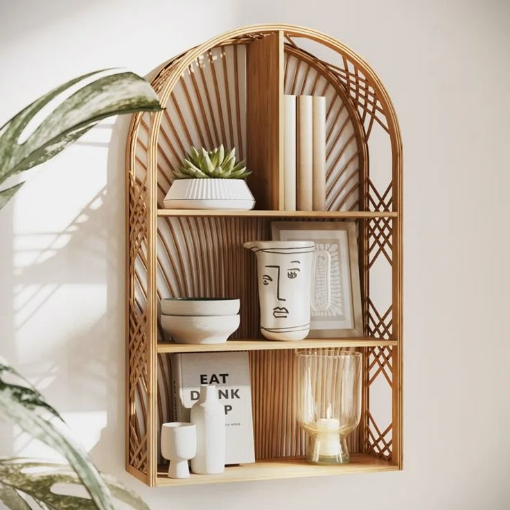 biophilic design Rattan Wall Shelf 